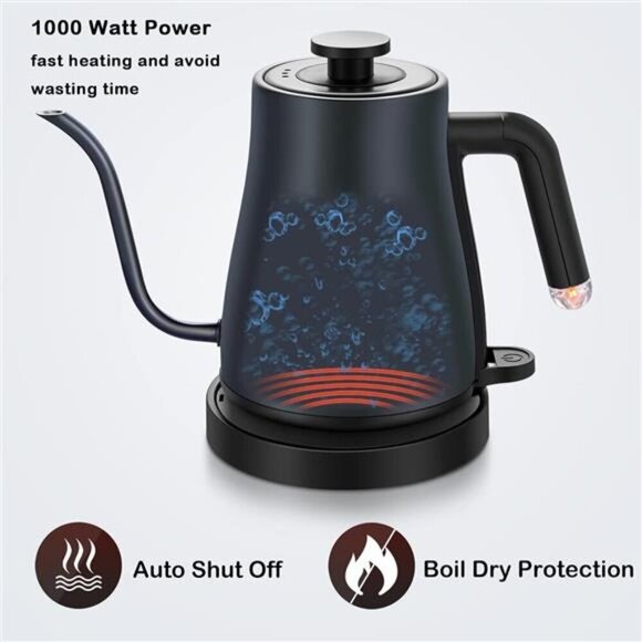 Electric Kettle Gooseneck Kettle, 1.2L Water Kettle, BPA-Free, Pour Over Tea Pot - Picture 6 of 7